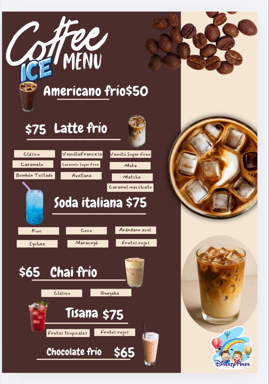 Menú de café frío
